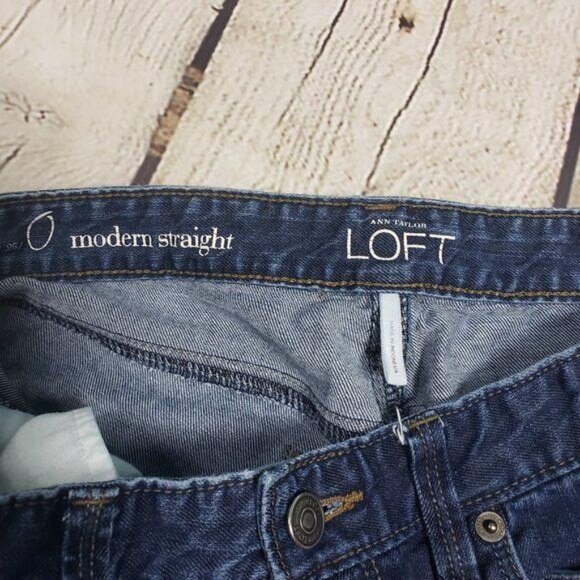 ANN TAYLOR LOFT Modern Straight Jeans High Rise Dark Wash Size  25 - Picture 6 of 10